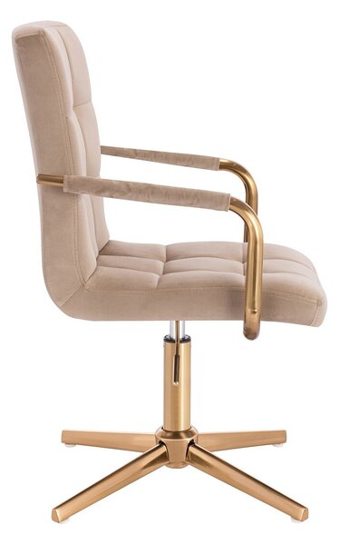 HC1015PCROSS Scaun Latte Catifea cu Bază Aurie