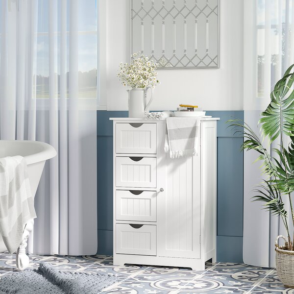 Mobila de Baie Kleankin cu Usa Basculanta si Sertare Alb 56 x 30 x83cm | Aosom Romania