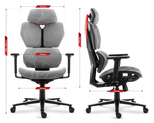 Scaun de birou pivotant textil ergonomic - HC-1010 GREY