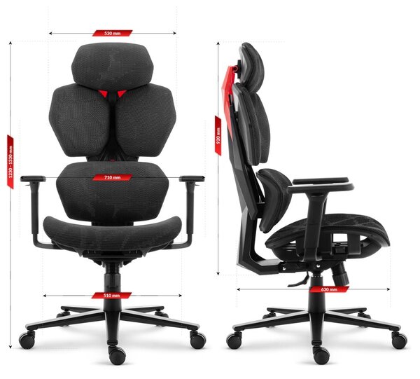 Scaun de birou pivotant textil ergonomic - HC-1010 BLACK