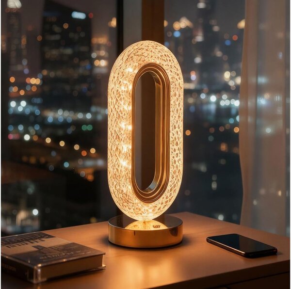 Lampă de birou LED reîncărcabilă DUBAI, cu dimmer, 2W/5V 400 mAh, aurie