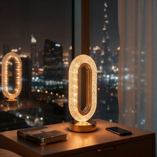 Lampă de birou LED reîncărcabilă DUBAI, cu dimmer, 2W/5V 400 mAh, aurie
