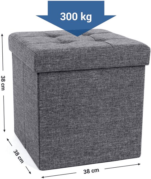 Taburet cu spatiu depozitare LAFINA 38x38 cm, gri