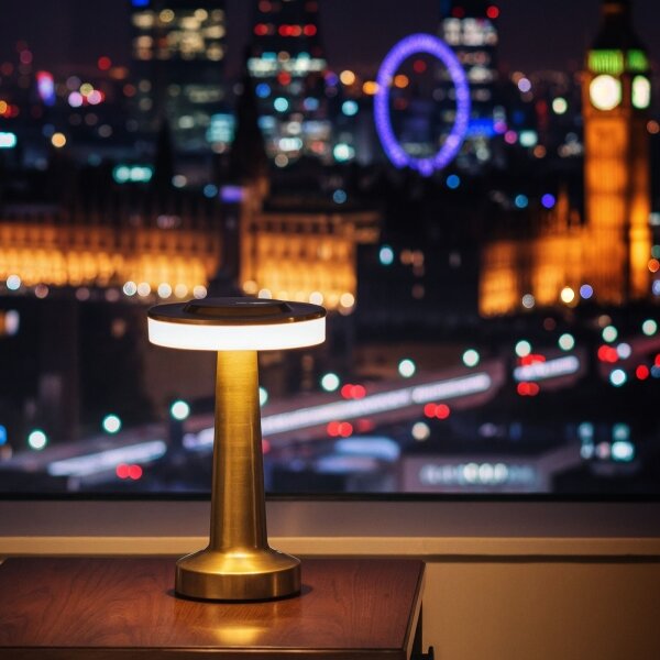Lampă de birou LED reîncărcabilă LONDON, cu reglare a luminozității, 2W/5V, 400 mAh, aurie
