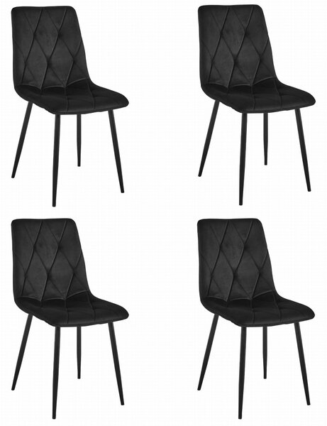 Set 4 Scaune Bucatarie/Dining Fido Catifea Neagra