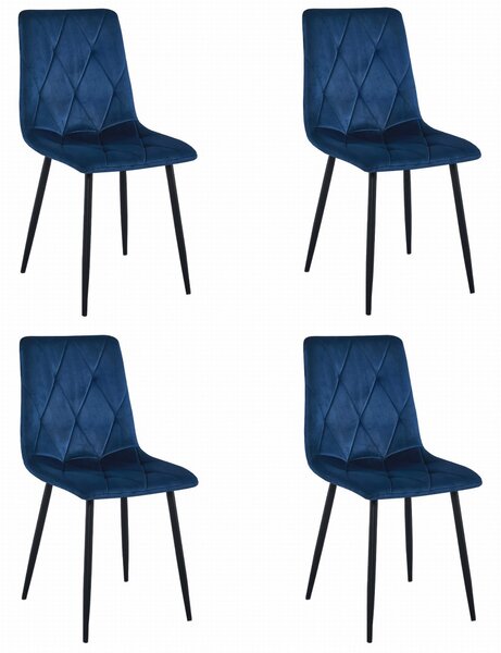Set 4 Scaune Bucatarie/Dining Fido Catifea Albastra