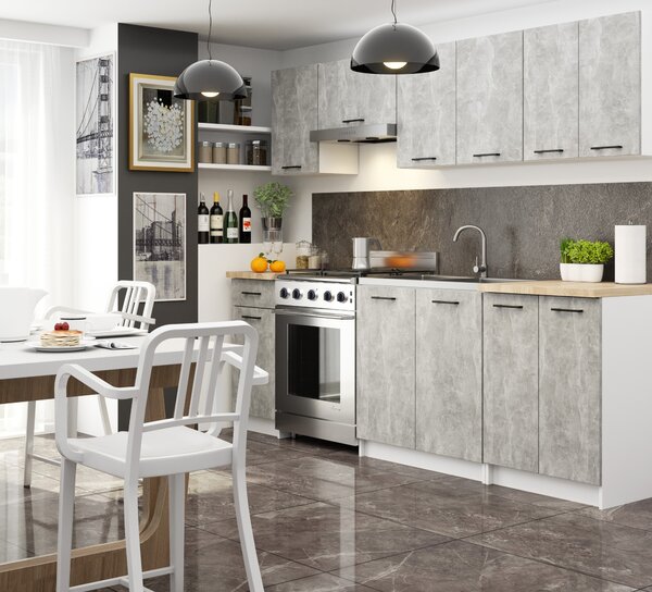 Dulap superior de bucătărie Ozara W40 H580 (alb + beton). Promo -15%. 1071168
