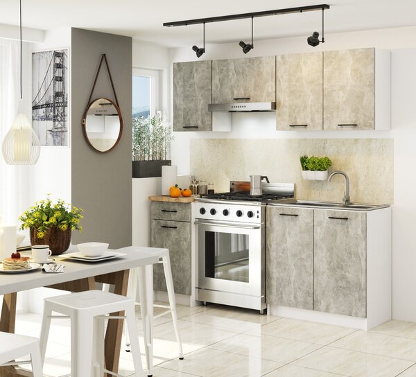 Dulap superior de bucătărie Ozara W40 H580 (alb + beton). Promo -15%. 1071168