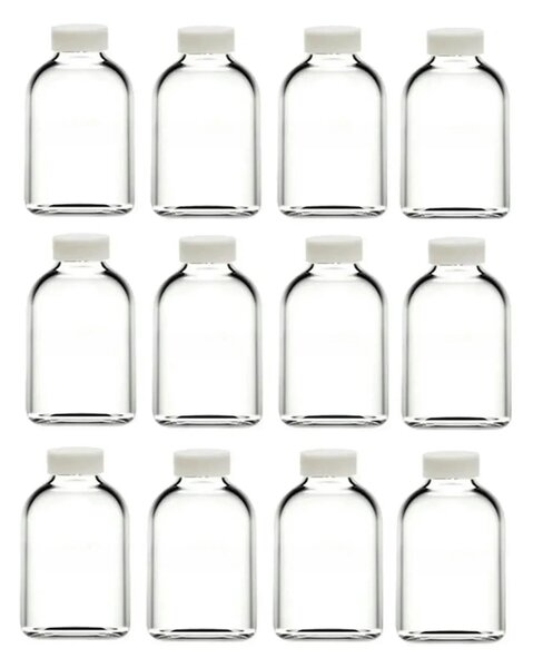 Set sticle TU-12BEYAZKAPAKLI, 12 piese, transparent/alb, sticlă, 50 ml