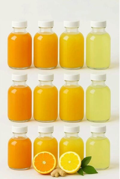 Set sticle TU-12BEYAZKAPAKLI, 12 piese, transparent/alb, sticlă, 50 ml
