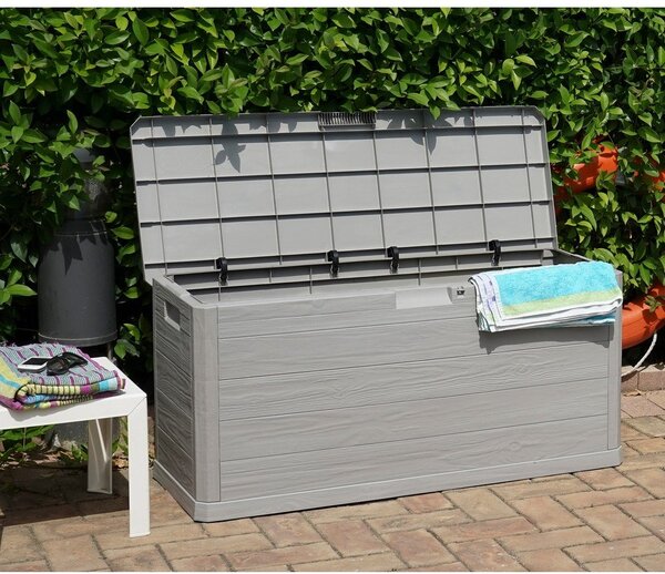 Cutie de depozitare pentru grădină gri deschis din plastic Woodys – Toomax