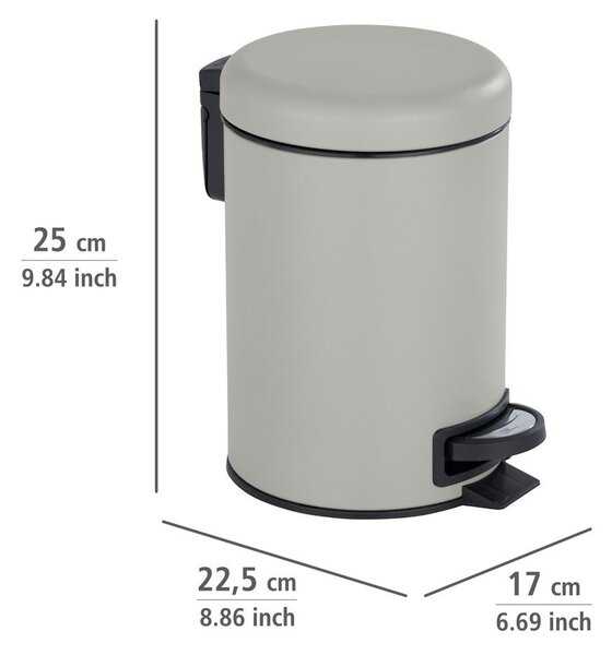 Coș de gunoi cu pedală Wenko Leman, 3 l, gri