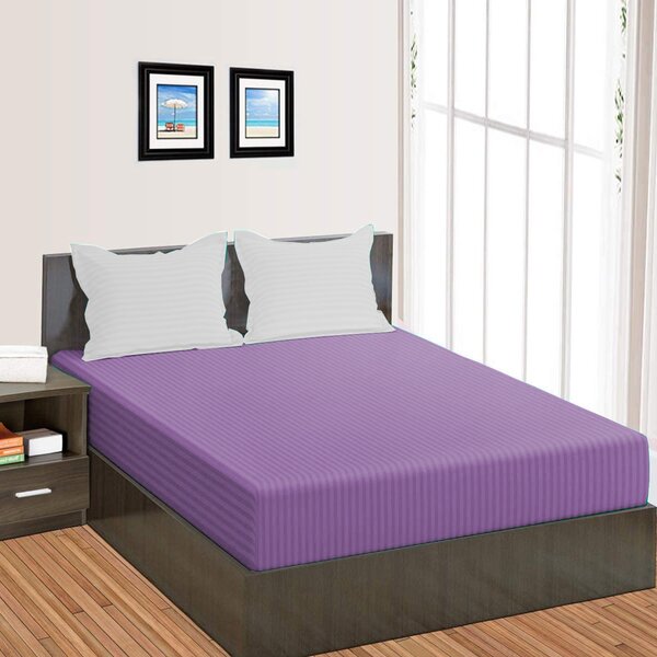Cearsaf de pat cu elastic Damasc Policoton dunga 1 cm, Husa pentru saltea 160x200 cm, Pucioasa, Purple