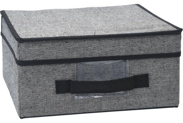 Cutie cu capac textilă pentru depozitare, gri închis
