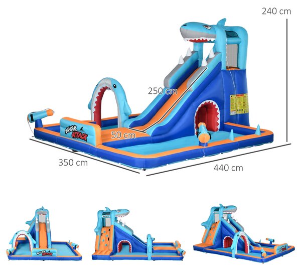 Outsunny Castelul Gonflabil cu Tobogan, Piscină, Perete de Cățărare, Tun de Apă, Parc Acvatic Gonflabil, 440x350x240 cm, Multicolor | Aosom Romania