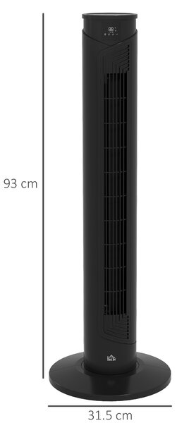 HOMCOM Ventilator Oscilant de Turn, 3 Viteze, Telecomandă, Temporizator, Mod Repaus, Ideal pentru Acasă | Aosom Romania