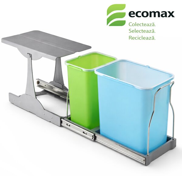 Cos gunoi incorporabil Ecomax Patty 30, colectare selectiva, 16 l + 8 l