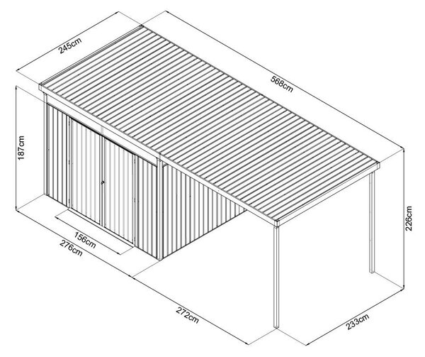 Căsuță de grădină cu luminatoare Avenberg MAGNUS + anexă 2.5 x 5.8 m - Premium