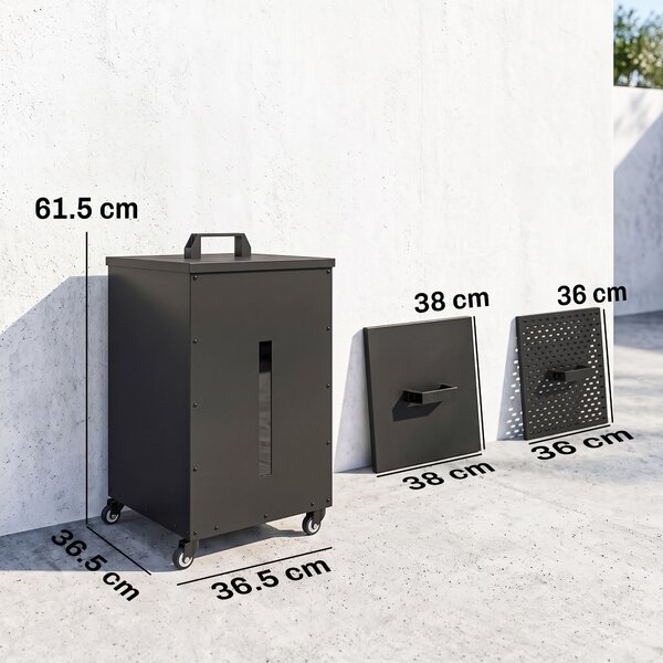 Outsunny Recipient pentru Peleți 30 Kg cu Roți și Sită, Negru | Aosom Romania