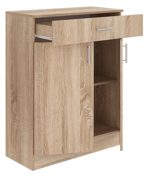 Comoda haaus Tisa, 1 Sertar, 2 Usi, Stejar Sonoma, 80 x 35 x 100 cm