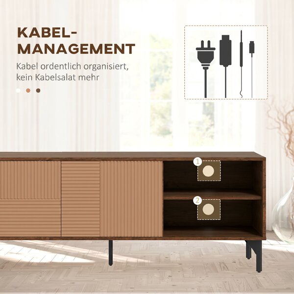 HOMCOM Suport TV Modern cu Rafturi Deschise, pentru Televizoare până la 65", Design Elegant, Maro | Aosom Romania