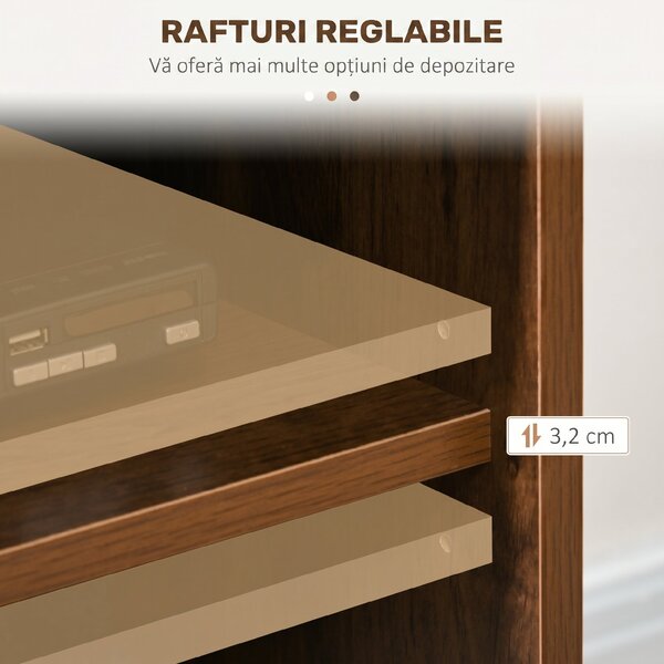 HOMCOM Suport TV Modern cu Rafturi Deschise, pentru Televizoare până la 65", Design Elegant, Maro | Aosom Romania