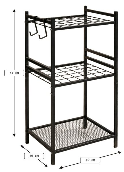 Raft metalic GARDEN GRID 74x40 cm, negru