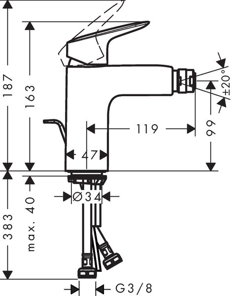 Hansgrohe Logis baterie bideu stativ crom 71200000