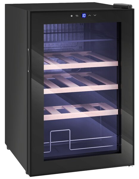 HOMCOM Frigider pentru vinuri de 53L cu rafturi ajustabile pentru 12 sticle și 25 de doze, 43x45x64 cm, negru | Aosom Romania