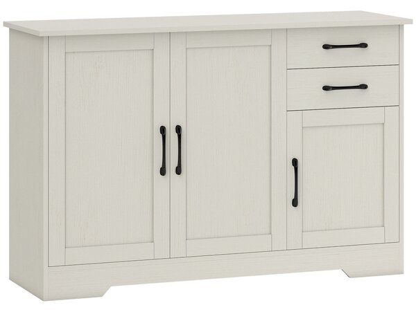 HOMCOM Mobilier bucătărie cu 2 sertare și 3 dulapuri, polițe reglabile, 120x38x79 cm, crem | Aosom Romania