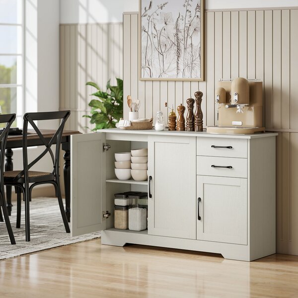 HOMCOM Mobilier bucătărie cu 2 sertare și 3 dulapuri, polițe reglabile, 120x38x79 cm, crem | Aosom Romania