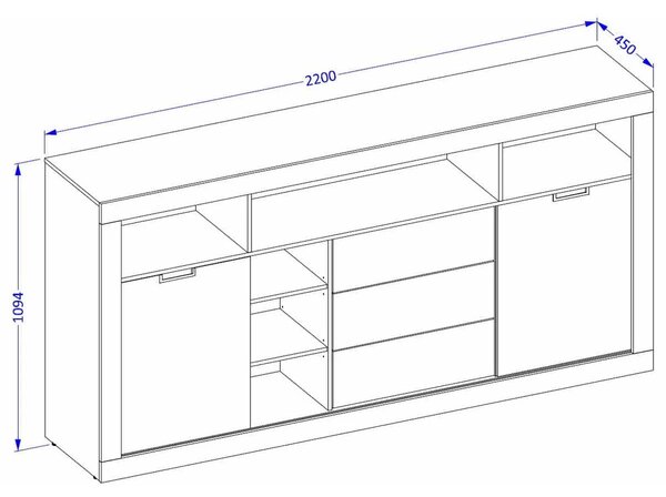Comoda Tudor h 110 cm