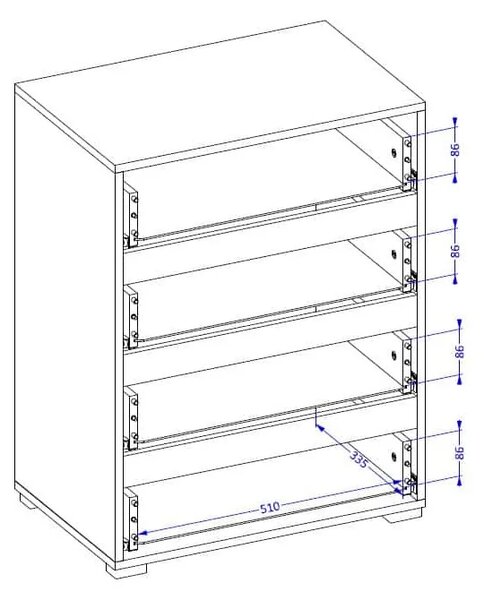 Comodă Cross 4 sertare - 60 cm