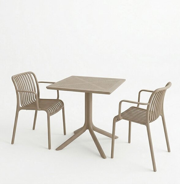Set 3 bucati masa si scaune gradina, Groovy Zoi, Maro, 60x60x76 cm