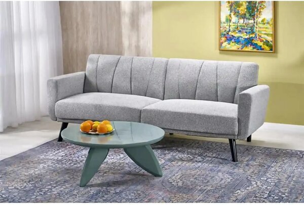 Canapea extensibila LARIX, gri, stofa clasica/lemn, 200x88-105x61-81m