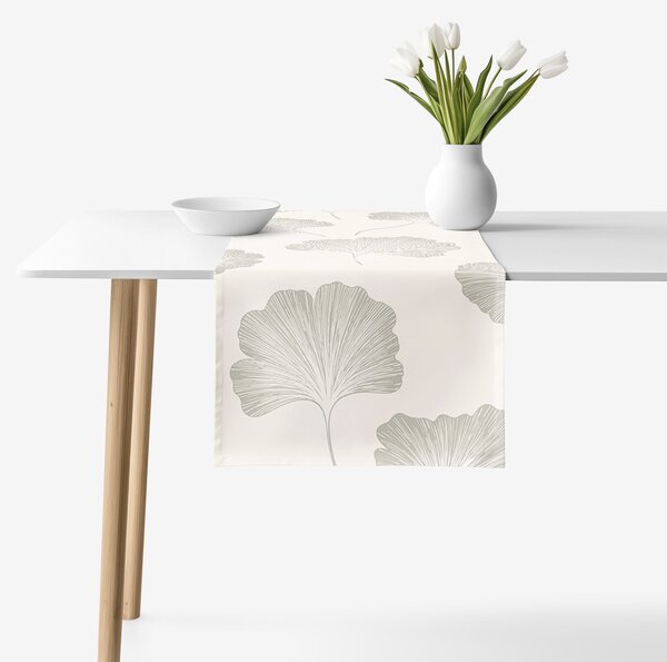 Goldea napron de masă 100% bumbac - frunze de ginkgo 35x120 cm