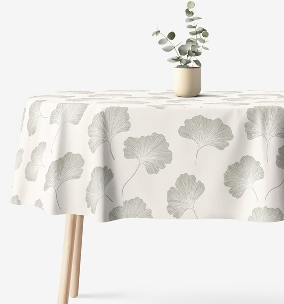Goldea față de masă 100% bumbac - frunze de ginkgo - ovală 140 x 240 cm