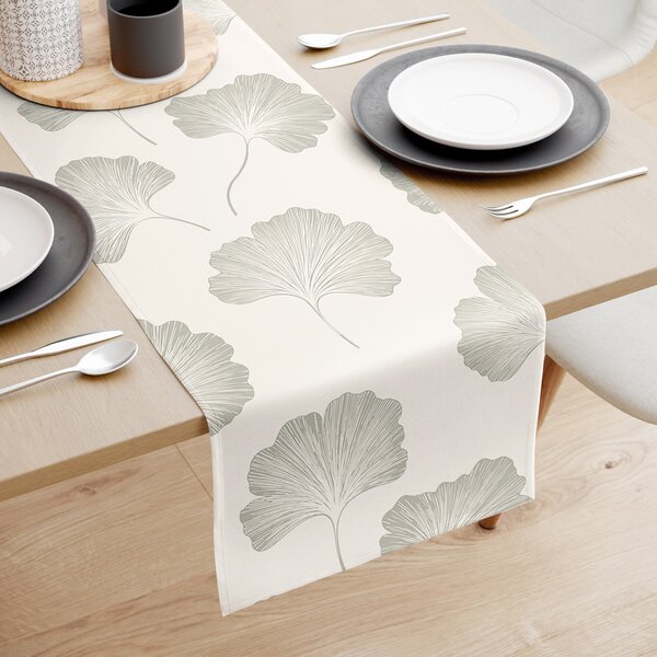 Goldea napron de masă 100% bumbac - frunze de ginkgo 35x120 cm