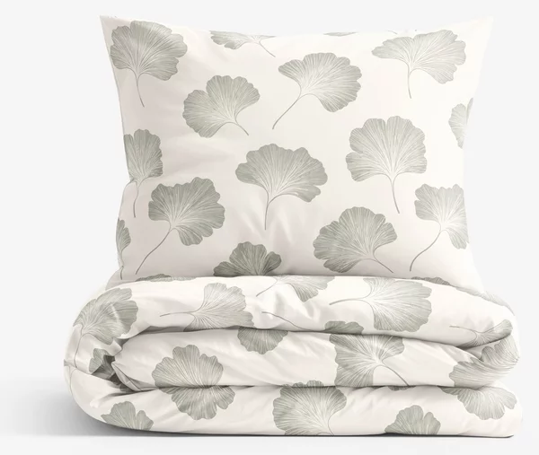 Goldea lenjerie de pat 100% bumbac - frunze de ginkgo 150 x 200 și 50 x 60 cm
