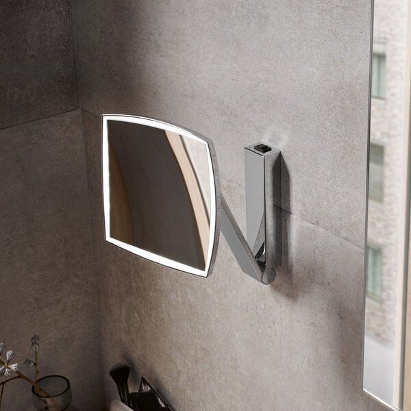 Keuco iLook Move oglindă cosmetică 20x20 cm pătrate cu iluminare crom 17613019004
