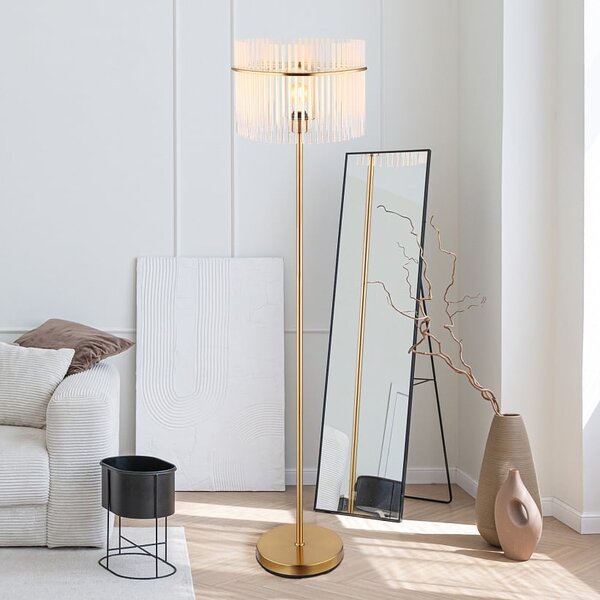 Globo Lighting Gorley lampă de podea 1x60 W alb-transparent-auriu 15698SM