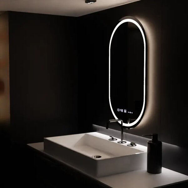 Oglinda LED Premium 60×80 cm, Touch, Sistem Dezaburire, Ceas, Temperatura
