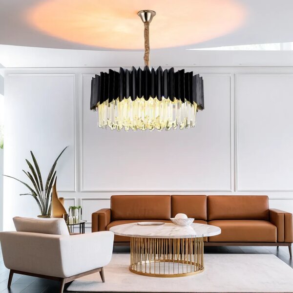 Candelabru NOVI, Textura Cristal, Metal, 3 X E27, Negru 98129/300