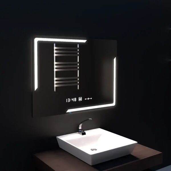 Oglinda LED Senzor Mariah Sistem Dezaburire Ceas Temperatura 80x60 cm