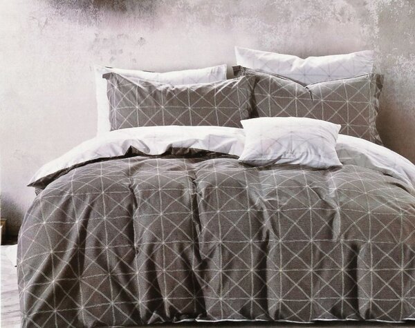 Lenjerie de pat cu două fețe cu motiv geometric gri 3 părți: 1buc 160 cmx200 + 2buc 70 cmx80