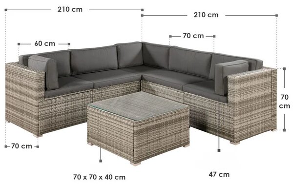 Juskys Set canapea Nassau bej-gri