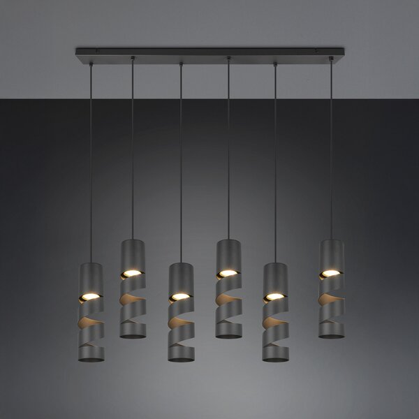Trio Lighting Lampă suspendată Stream, negru Lungime 100 cm 6 becuri metalice GU10, reglabil, Negru, Camera de zi / sufragerie, Metal, Modern
