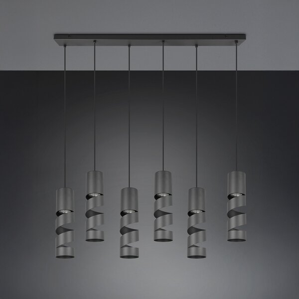 Trio Lighting Lampă suspendată Stream, negru Lungime 100 cm 6 becuri metalice GU10, reglabil, Negru, Camera de zi / sufragerie, Metal, Modern