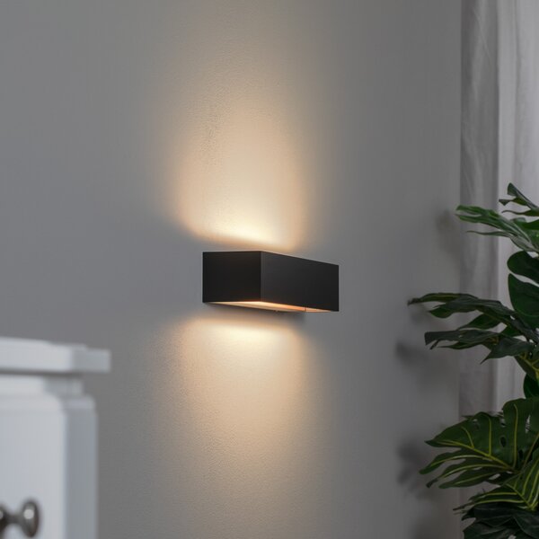 BEGA Bega Studio Line Aplică de perete LED, negru, metal, 30 cm, Negru, Camera de zi / sufragerie, Aluminiu, Modern, Priză de perete sus / jos
