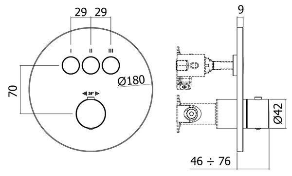 Kronenbach Smart Push baterie cadă-duș ascuns cu termostat negru 19044003SM